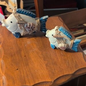 Nautical Fish Bath Accessories Set - Blue and White